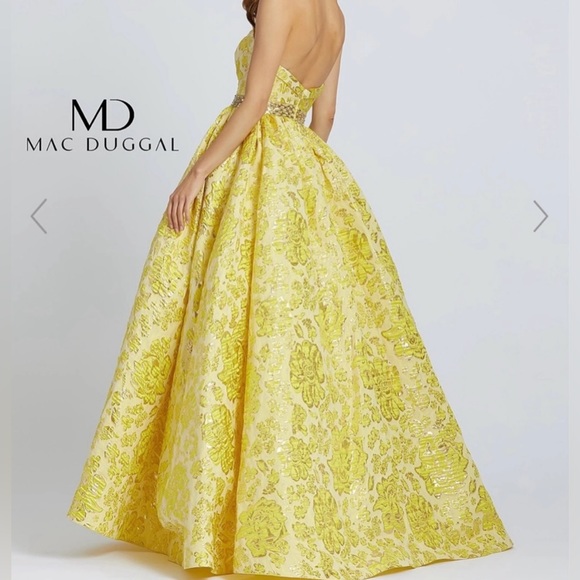 Mac Duggal Pineapple Yellow Full Length Ball Gown - Sz 4 - Picture 2 of 8